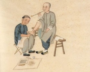 massage chinois du pied Lithographie chinoise réflexologie plantaire